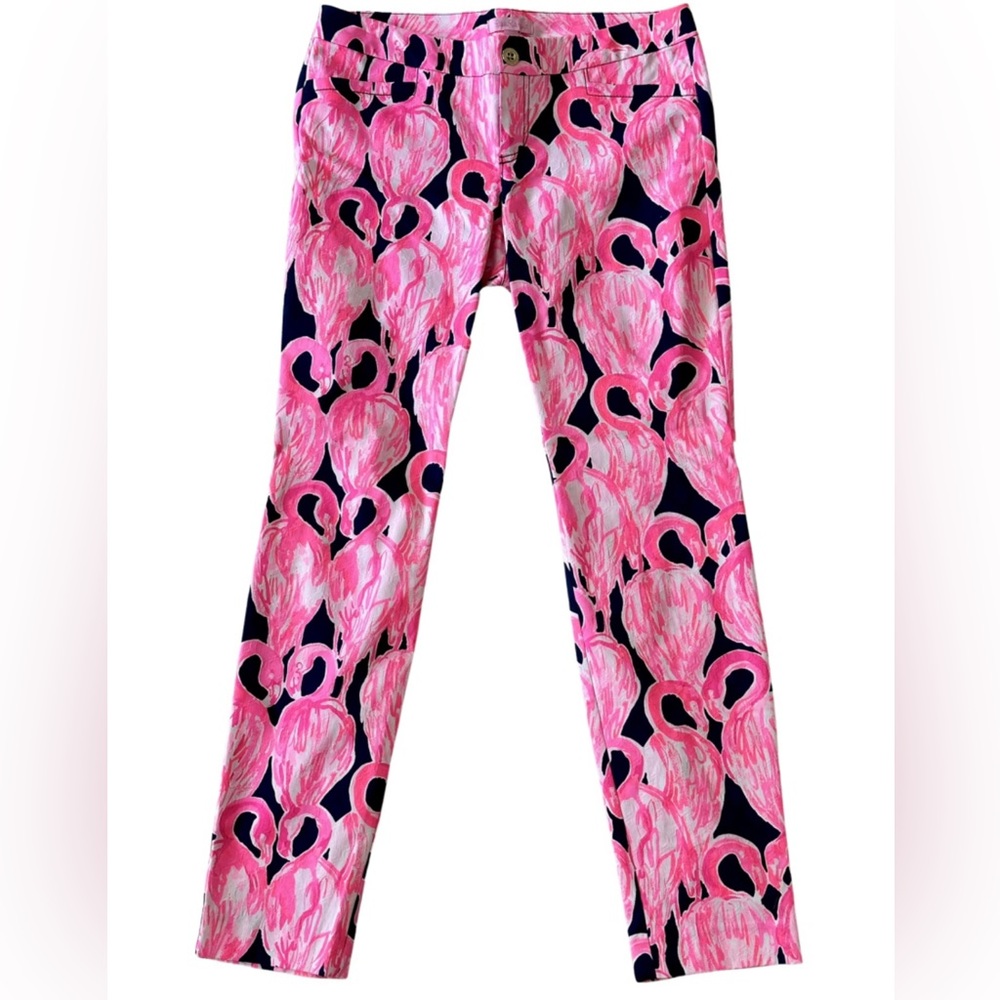 Lilly Pulitzer flamingo stretch trouser- size 4. No flaws or defects.